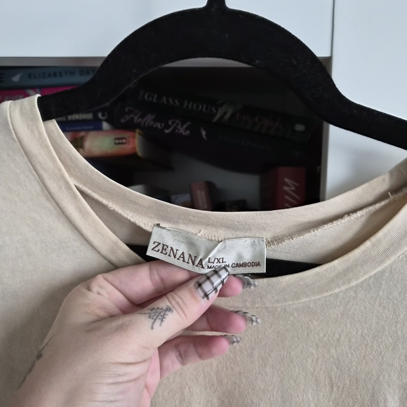 Zenana Outfitters Beige Short Sleeve Tee - Picture 3 of 5